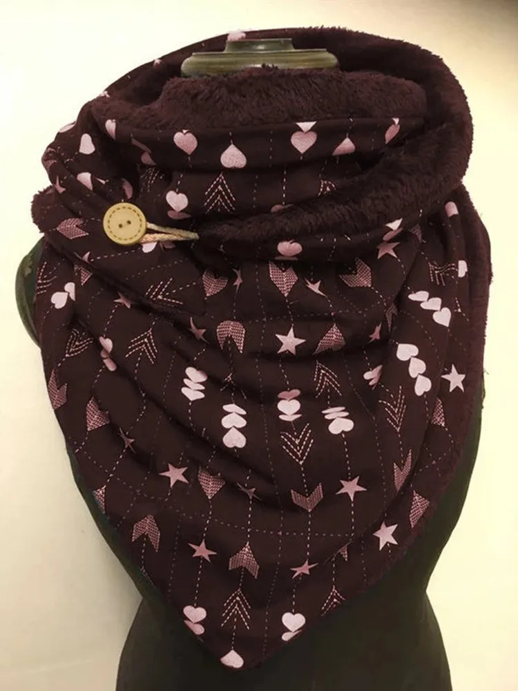 

2020 Women Winter Warm Scarf Outdoor Mouth Cover Fashion Button Shawl Soft Print Warp