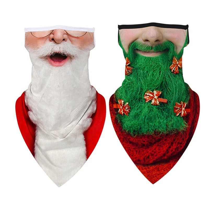 

Fashion Christmas Print Triple-cornered Bandana Half Face Scarves Neck Gaiter Headband Unisex