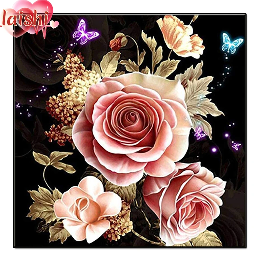 

Diamond Embroidery Rose flower with golden leaves Cross Stitch Diamond Painting Kits Mosaic Sale Rhinestones Art Handwork Gift