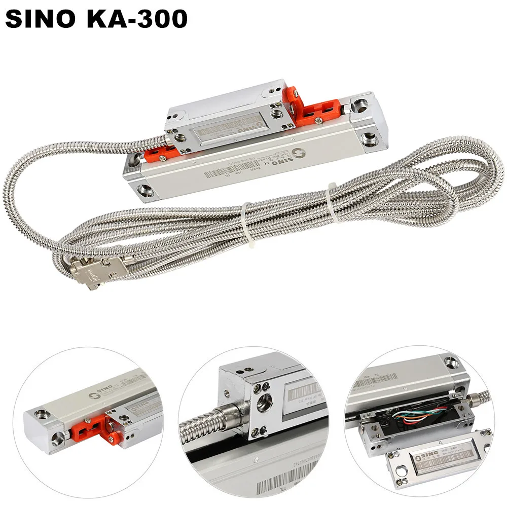 SINO KA-300 DRO-escala lineal de vidrio KA300, 70mm, 120mm, 170mm, 220mm, 270mm, 0.005mm, regla de rejilla óptica, línea codificador para Molino de torno