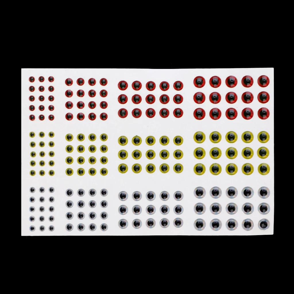 

183 Pieces 2D Fishing Eyes Lure Artificial Bait Fly Attract Fish Vivid Design