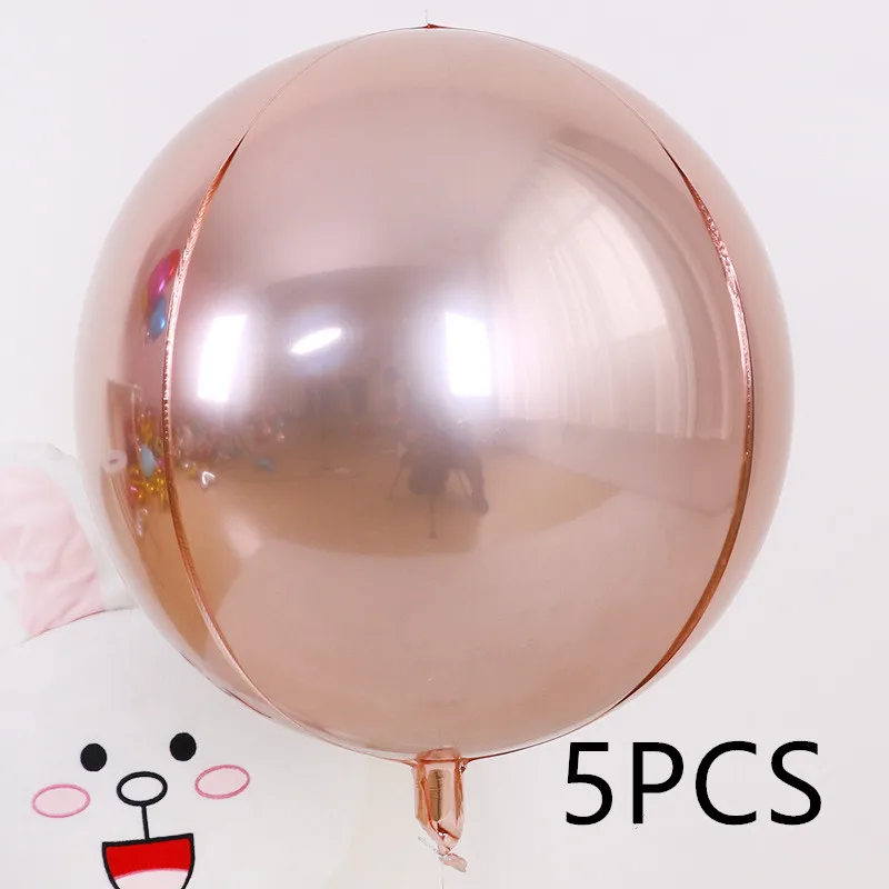 rose gold 5PCS 5 шт./лот 10 18 22 дюймов 4D круглые воздушные шары из алюминиевой фольги металлические воздушные шары Свадебные украшения день рождения баллон гелия поставки - Цвет: rose gold 5PCS