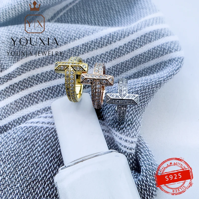 

Двойное кольцо из серебра 925 пробы с оригинальным логотипом 1:1