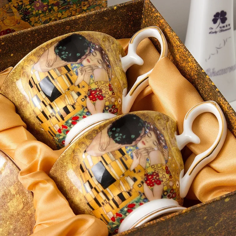 Креативная кружка в европейском стиле из костяного фарфора 2 комплекта/коробка