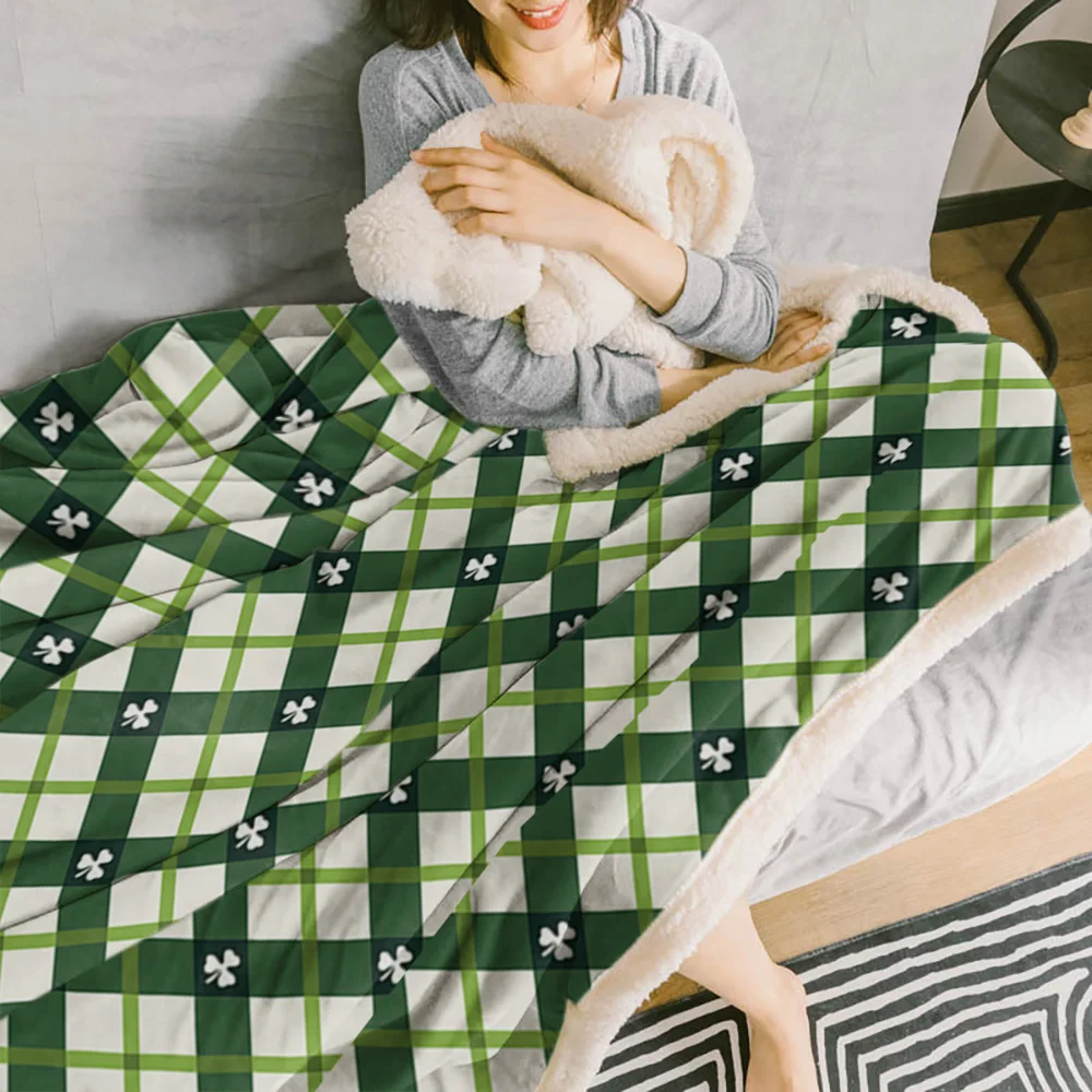 День Святого Патрика Зеленый плед и клевер флисовые одеяла бросок флисовый чехол