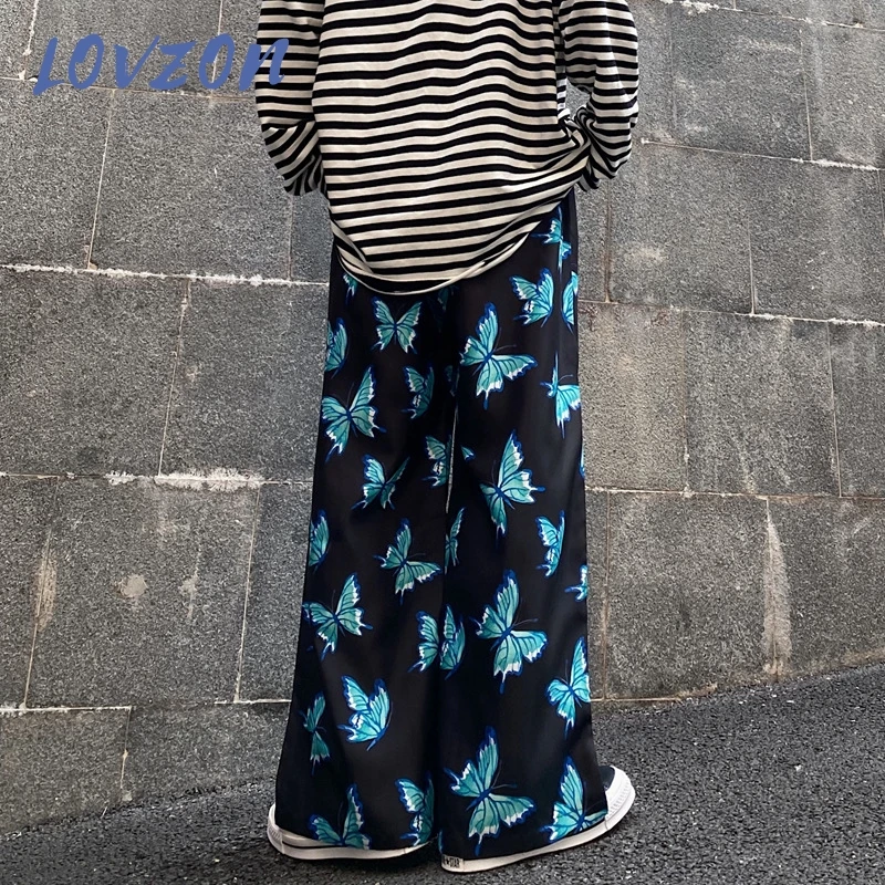 

LOVZON Autumn Loose Bear Butterfly Print Sweatpants Harajuku Cotton Joggers Men Trousers Hip Hop Streetwear Baggy Harem Pants