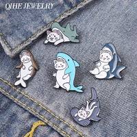 undersea whale cat enamel pin animal fish friends series for women girl jewelry gift metal badge hat lapel clothes fashion