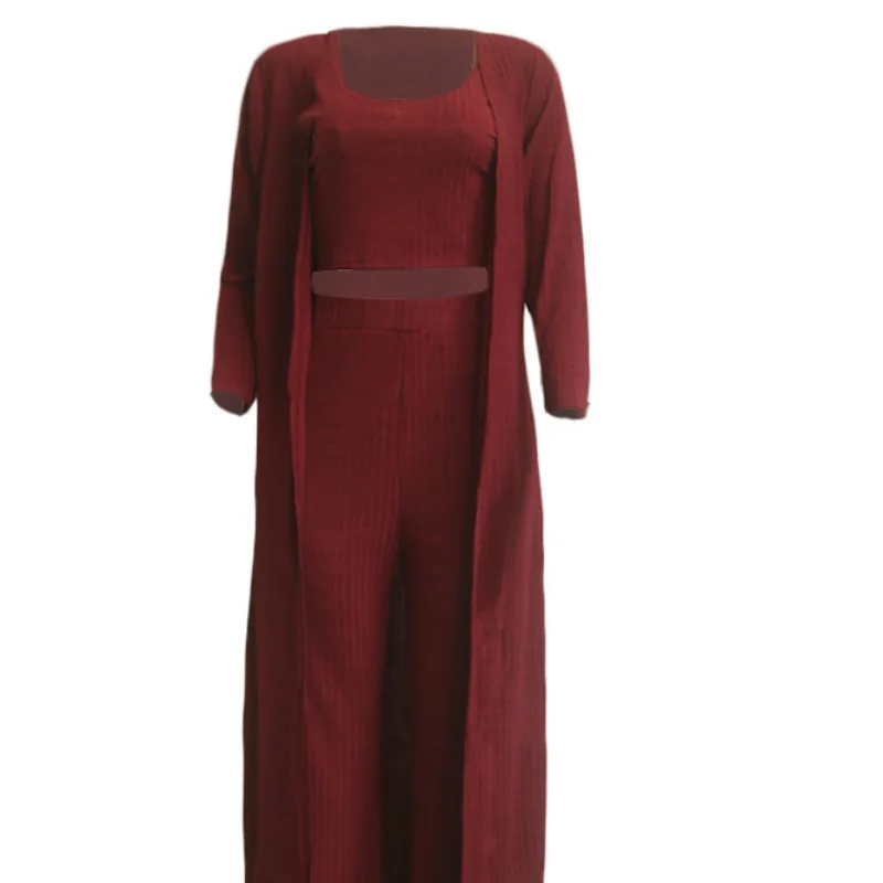 

Set Women Large Size 3xl 3 Piece Winter Long Sleeve Three Pieces Sets for Female Long Coat Pants Tops Women's Suits 3 Piece Set
