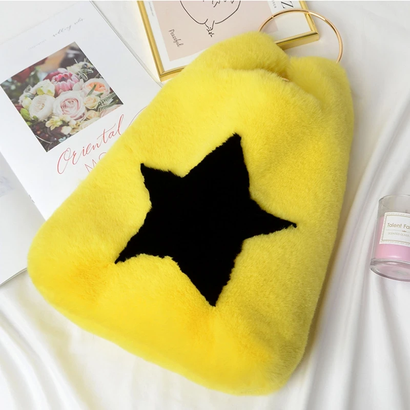 

Faux Fur Fashionable Casual Ladies Winter Large Capacity Handbags Heart-shaped Stitching Messenger Bag M68C