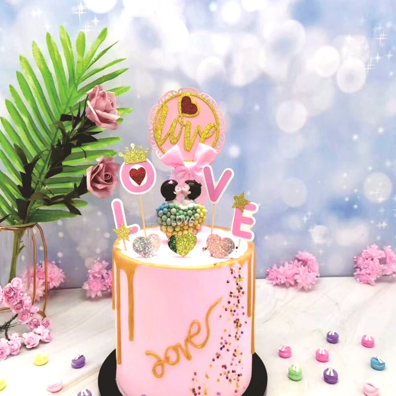 Новинка 2022 года свадебный акриловый топпер для торта золото красное сердце кекс