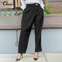 s celmia elegant high waist trousers women 2021 fashion harem pants casual solid pockets capris baggy office work pantalon