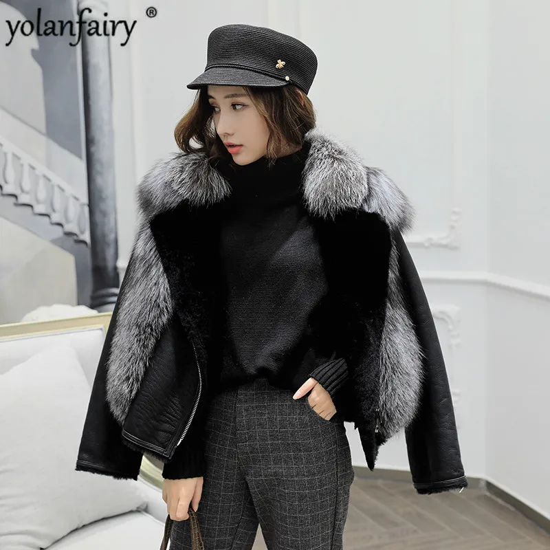

Real Fur Coat Women Winter Jacket Korean Wool Fox Fur Coat Short Shearling Genuine Leather Jacket Manteau Femme 2020 KQ-1788
