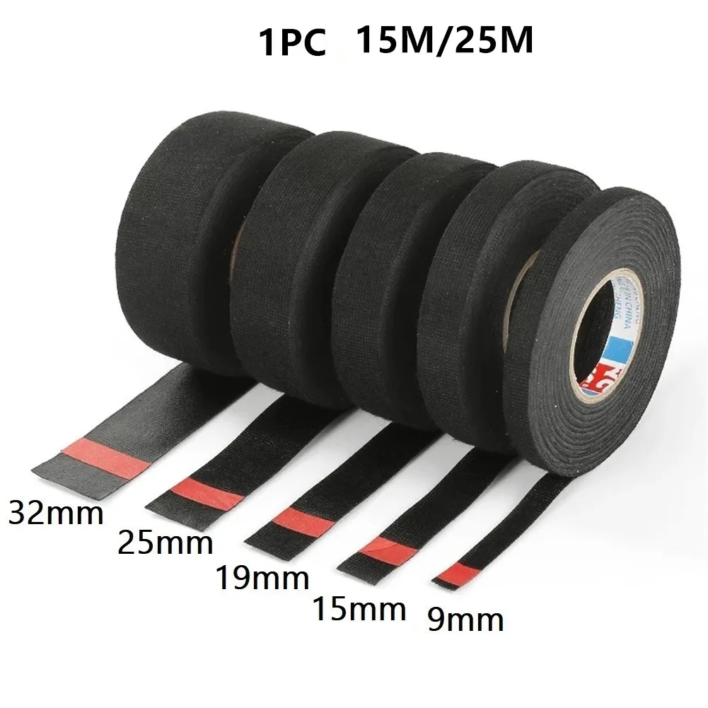 1 рулон 25 м черная термостойкая клейкая лента для автомобильных кабелей 9/15/19/25/32