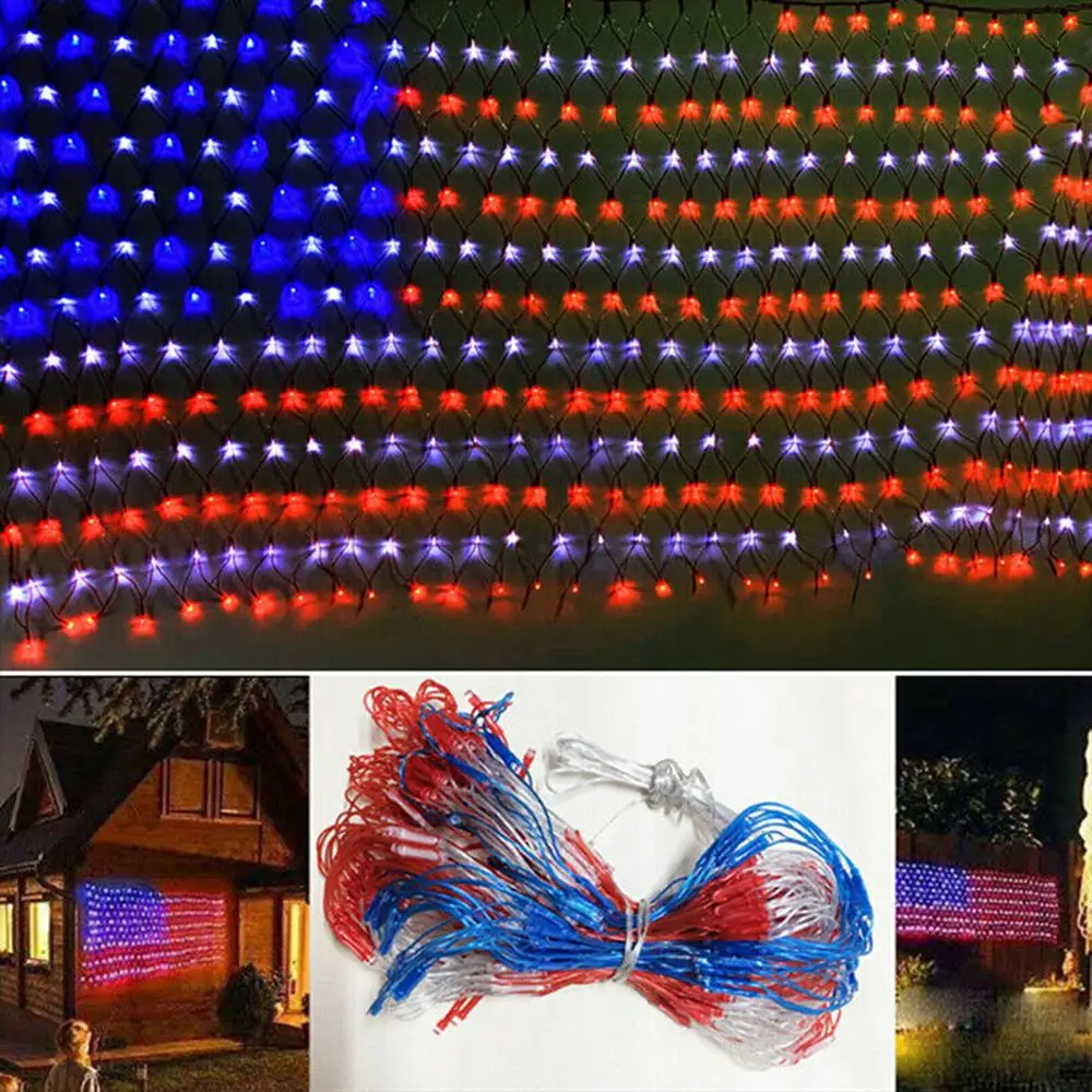 

Fairy Light Net Mesh Led Decoration Lights Outdoor Festival American Flag Net Light Durable 110 V 390LED Garden Xmas Decor
