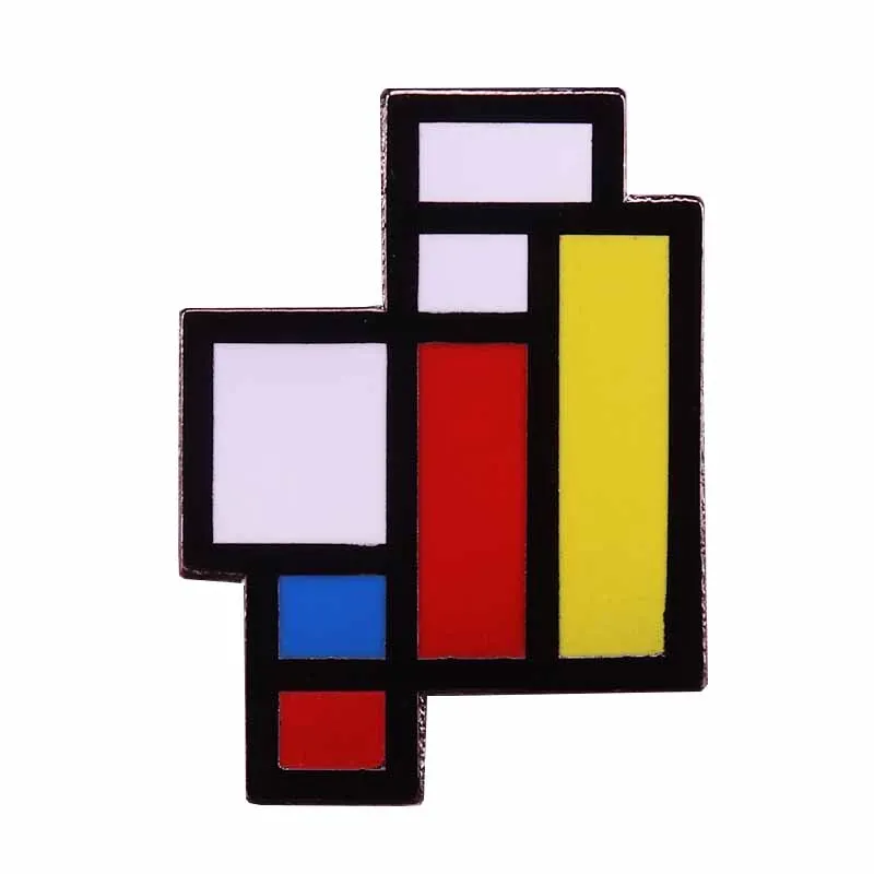 Mondrian художественная брошь Геометрическая абстрактная картина значок|Броши| |