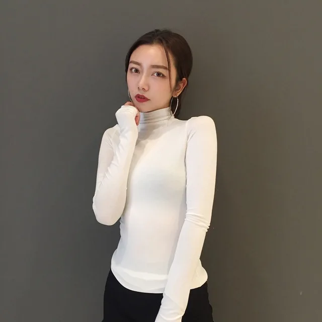 Водолазка футболка сексуальная женская Camisas Mujer 2019 топы с длинным рукавом