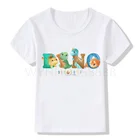Футболка для мальчиков и девочек с мультяшным принтом динозавра, Детская Милая одежда для подарка на день рождения с цифрами, Детская футболка с мультяшным динозавром 2021