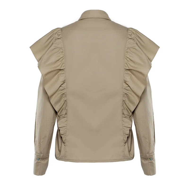 Женская рубашка с длинным рукавом однотонная элегантная модная свободная