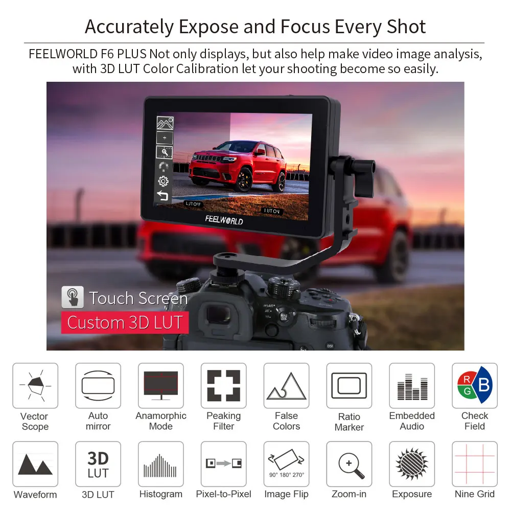 FEELWORLD F6 PLUS 5 дюймов 3D LUT сенсорный экран 4 K HDMI монитор Full HD 1920x1080 ips DSLR камера полевой