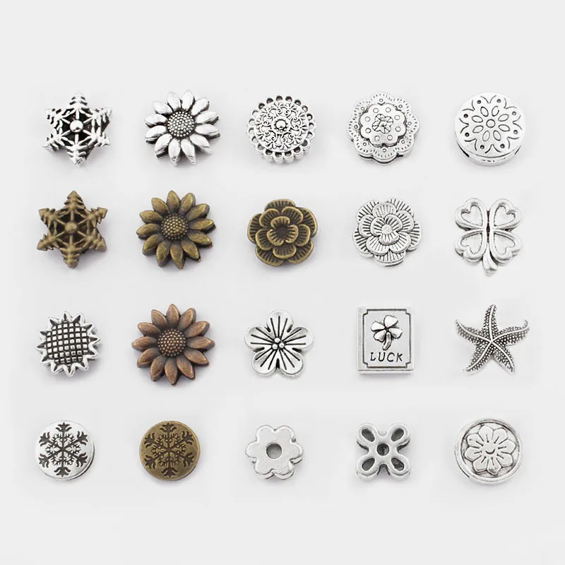 10 шт. античный серебряный цвет Подсолнух Снежинка ползунок разделители бусины
