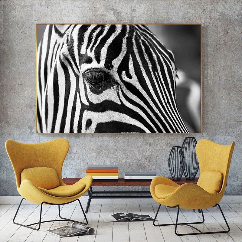 

Animal Black and White Zebra Head Canvas Painting Wall Art Posters and Prints Wall Art Picture for Living Room No Frame