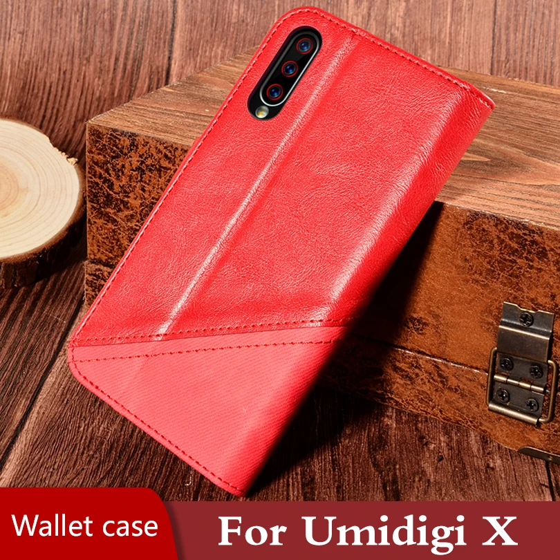 Чехол-книжка с бумажником для Umidigi X кожаная задняя крышка противоударный