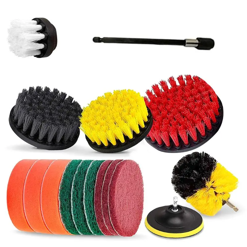 

16pcs Drill Brush Attachments Set Extend Long Attachment for bathroom cleaner 69HF