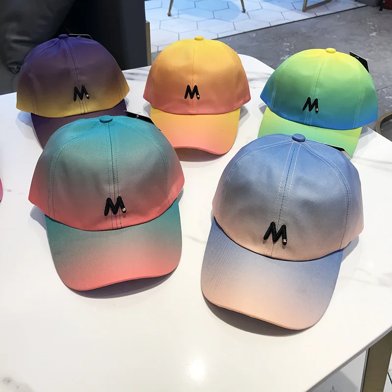 

022 Fashion Gradient male's Hat Womale Summer Baseball Cap Woman Green Street Wear Snapback Hip Hop Trucker Hat Outdoor Golf Ca