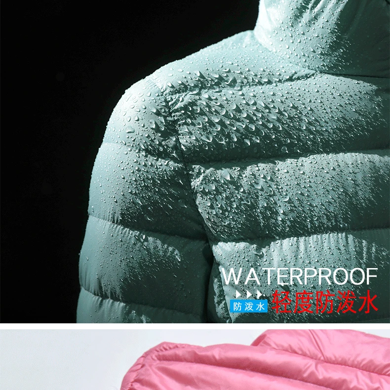 

Winter Women Ultralight Thin Down Jacket White Duck Down Hooded Jackets Long Sleeve Warm Coat Parka Female Portable Outwear