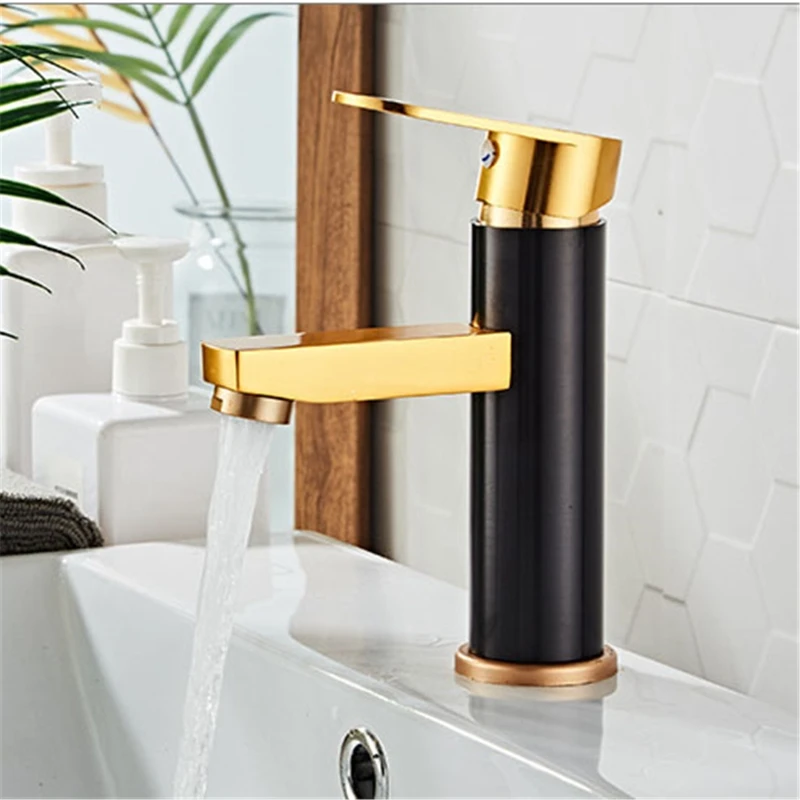 

Aluminum Basin Faucets Black Gold Bathroom Sink Washbasin Tap Single Hole