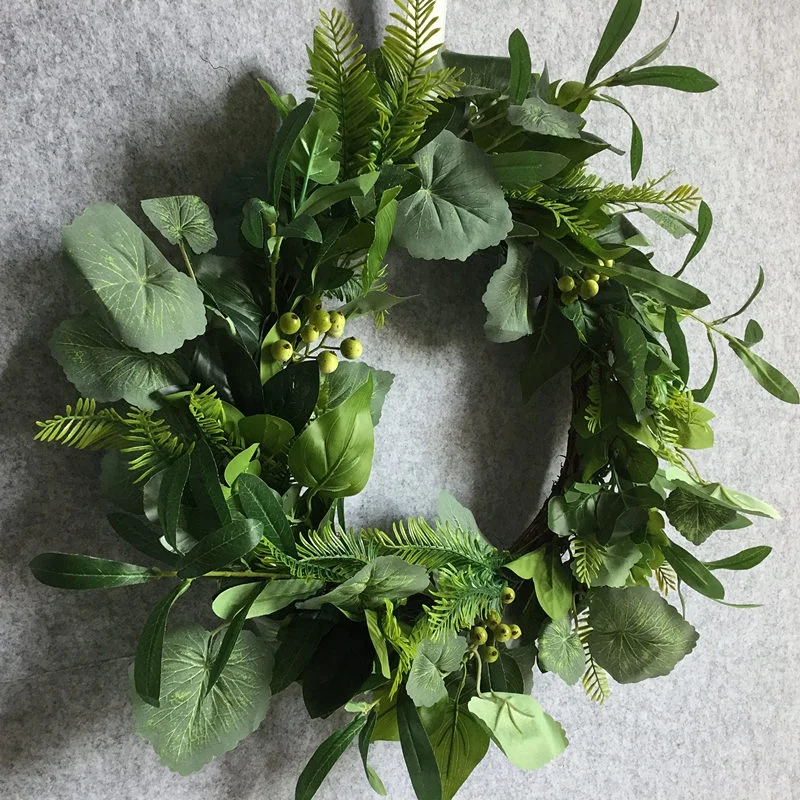 20 дюймов искусственные сезонные вечнозеленые венки круглый год полный зеленый