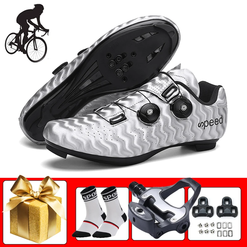 

Езда на велосипеде обувь Для мужчин wo Для мужчин светоотражающие дорожные Велосипеды кроссовки добавить SPD-SL педали самозапирающийся дышащ...