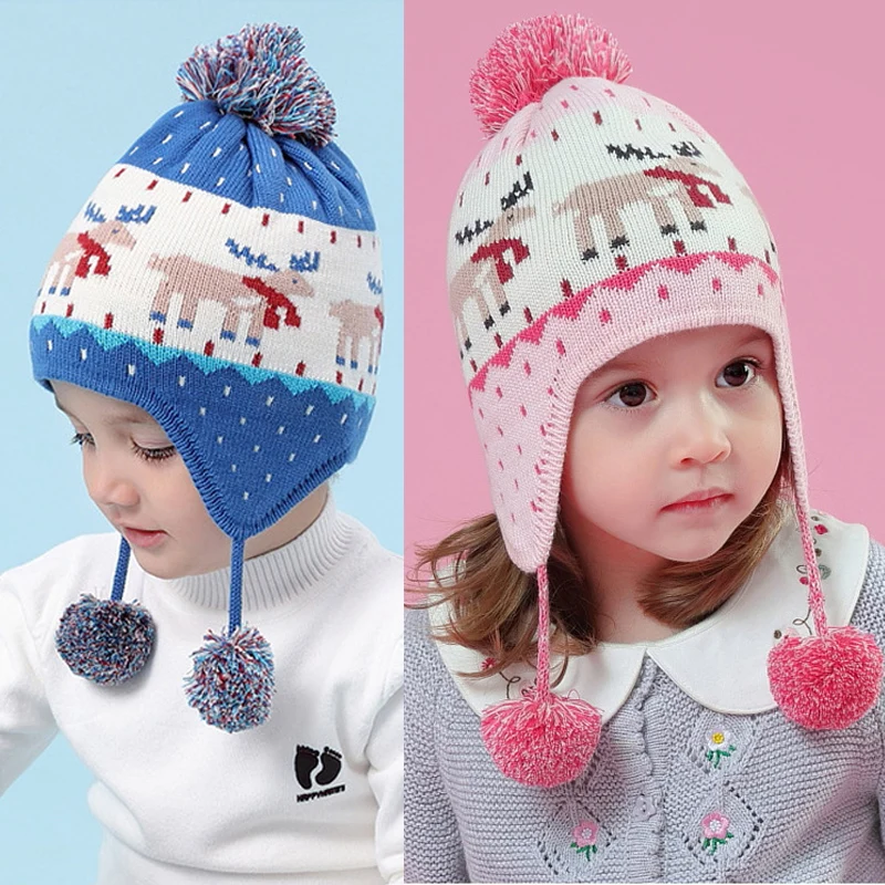 Зимняя шапка ушанка из флиса для мальчиков и девочек вязаная шапочка осенняя