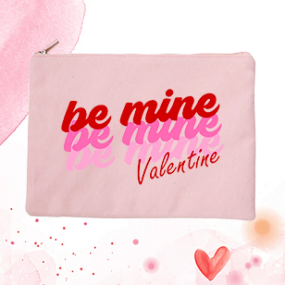 

Be Mine Women Canvas Cosmetic Bag Lipstick Organizers Fashion Casual Makeup Pouch Handbag Happy Valentine's Day Best Present