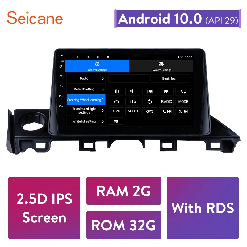 

Seicane Android 10.0 2DIN IPS Car Head Unit Radio Audio GPS Multimedia Player For 2017 Mazda ATENZA support RDS DVR OBDII DAB+