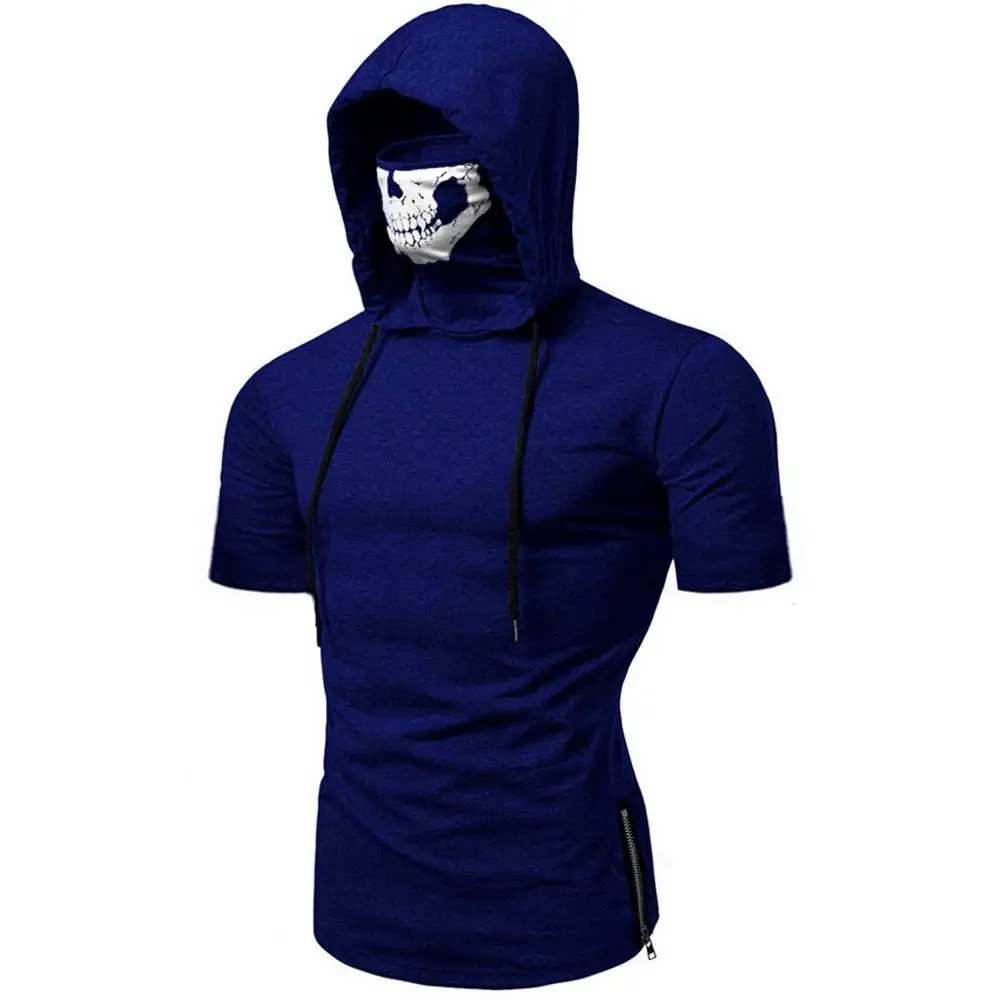 Dark Blue 1 Брендовый мужской спортивный жилет с капюшоном на пуговицах с изображением маски черепа, Модный высококачественный хлопковый топ на бретелях для бодибилдинга, фитнеса, одежда, camiseta - Цвет: Dark Blue 1