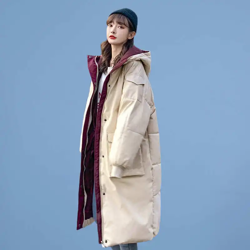 

Down Cotton Winter Jacket Women Chaqueta Mujer BF Style Hoodies Thick Long Coat Warm Parka Female Jacket Cotton Women Coat C7690