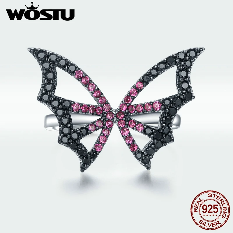 WOSTU 925 пробы Серебряный Длинный хвост мышь открытые Регулируемые кольца вечерние