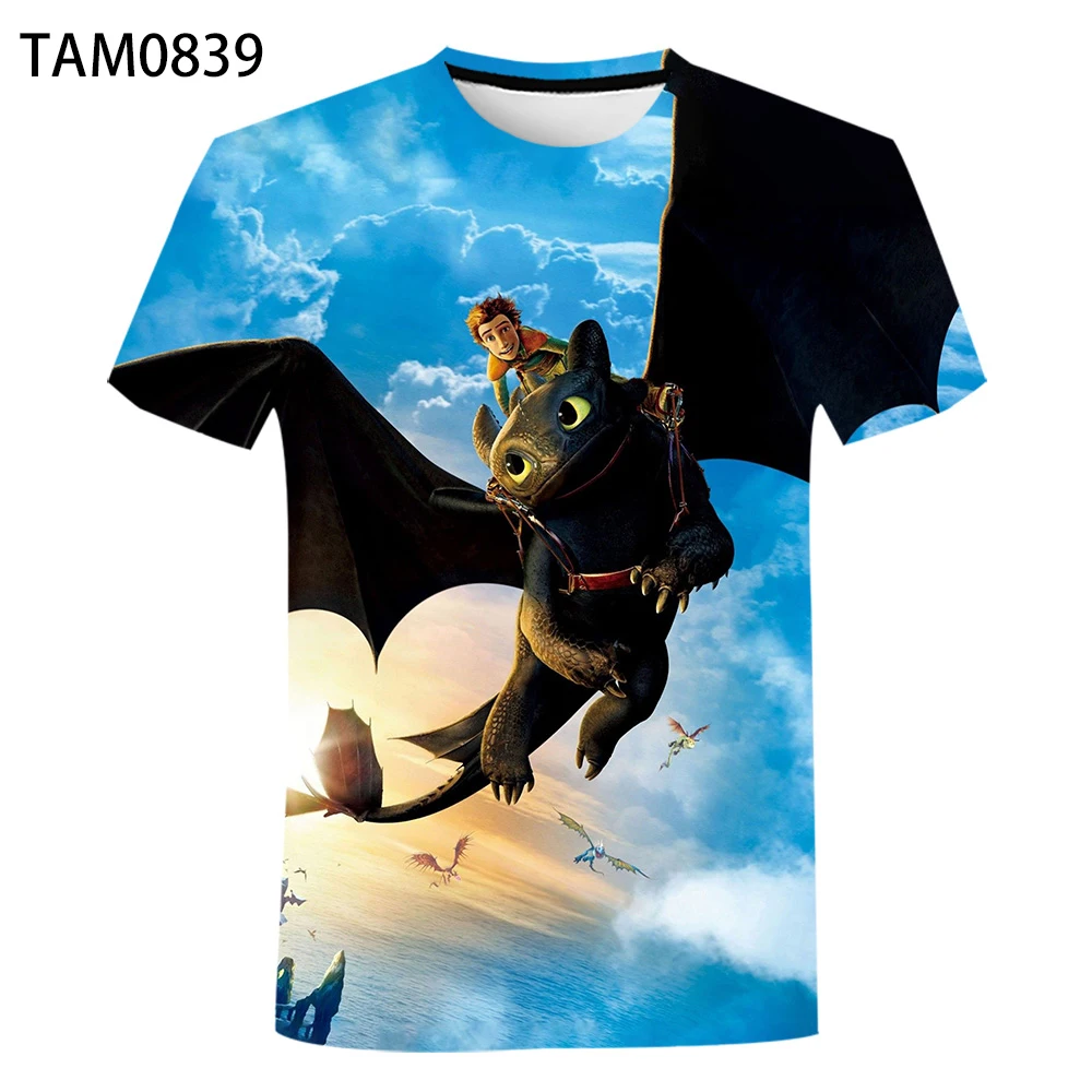 Футболка детская хлопковая с коротким рукавом и 3D-принтом дракона | Мужская