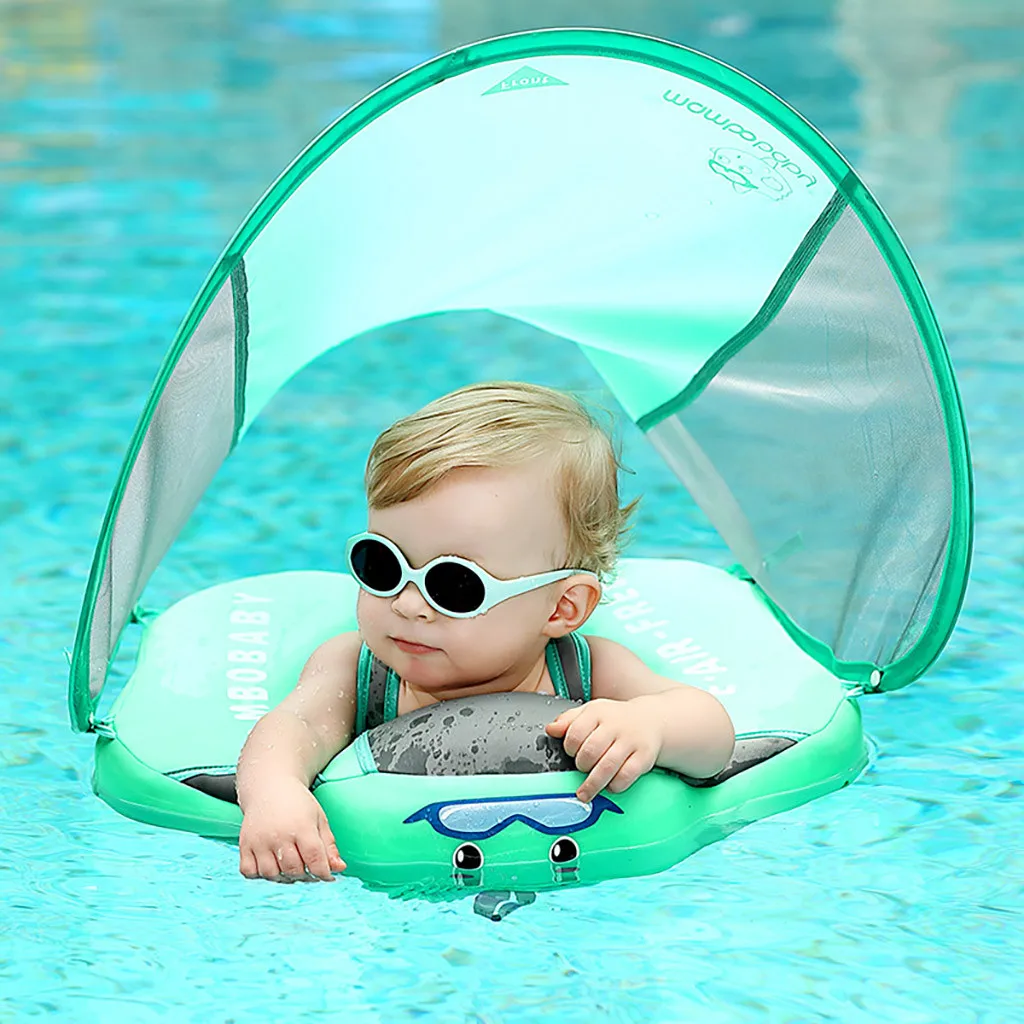 

Portable Baby Pool Float Neck Ring With Subshade Portable Neck Children Swim Circle Inflatable Safety Swimming Ring Float Seat