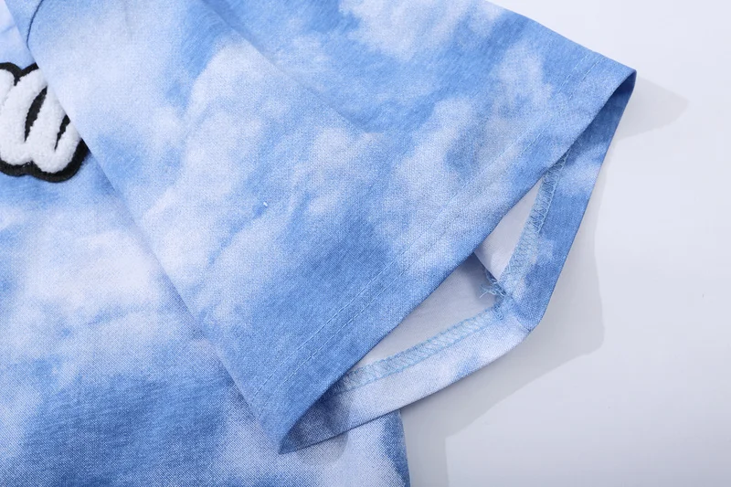 

Men Tie Dye Printed T Shirt Unisex Short Sleeve Letter Embroidery t shirts 2021SS Oversized T shirt 100%Cotton O-neck Tops Tees