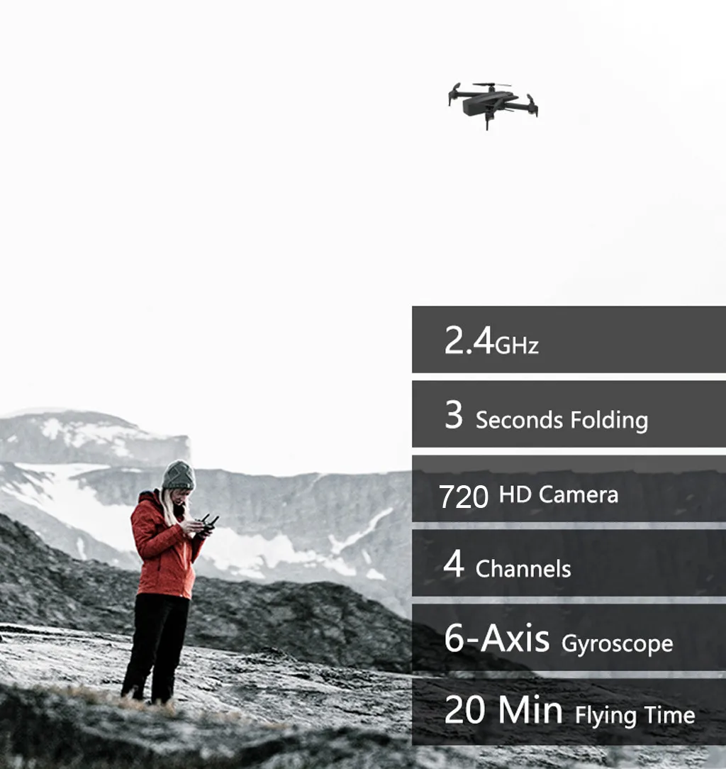 GW106 wifi FPV 720p камера без головы складной Квадрокоптер долгое время полета Дрон