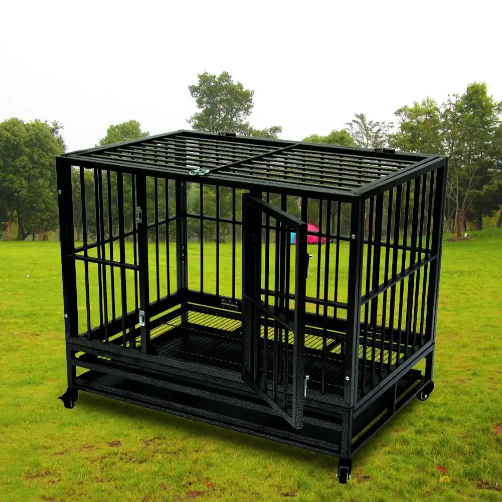 

Fast Delivery Pet Dog Cage House with Tray Secure Dog Metal Crates Double-Door Kennel Collapsible Dog House for Small Large Dogs