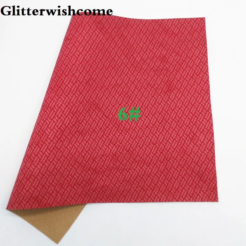 6 Glitterwishcome 21X29 см A4 размер винил для бантов тиснение ткачество, зерно кожа ткань искусственная кожа листы для бантов, GM158A - Цвет: 6