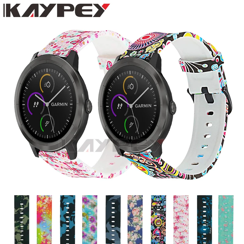 Мягкий силиконовый ремешок с камуфляжным цветком для Garmin vivoactive 3 vivomove3 HR умный