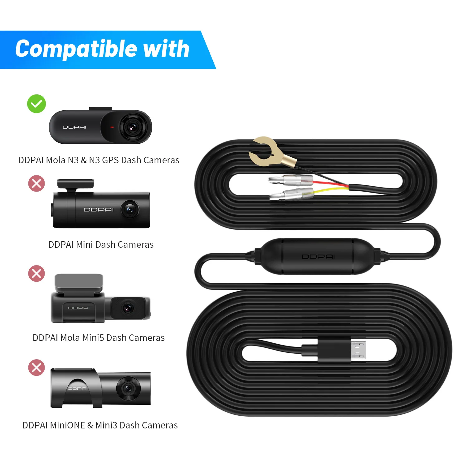 ddpai n3 dash cam hardwire kitmola n3 dash cam usb hard wire kit fuse for dashcam plozoe 12v 24v to 5v car dash camera charger free global shipping