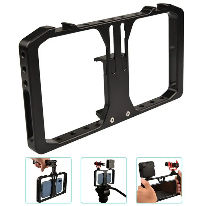

2021 Universal Smartphone Video Cage Stabilizer Phone Holder Shot Film Youtube Video Filmmaking For IPhone Xiaomi Huawei Samsung