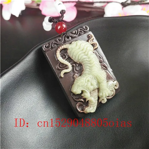 Natural Chinese Jade Tiger Pendant Necklace Fashion Accessories Charm Jewelry Carved Amulet Gifts for Women Men | Украшения и