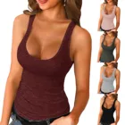 Женская летняя сексуальная рубашка с глубоким вырезом без рукавов, топы для женщин, летняя однотонные жилеты большого размера, 2021 топик женский