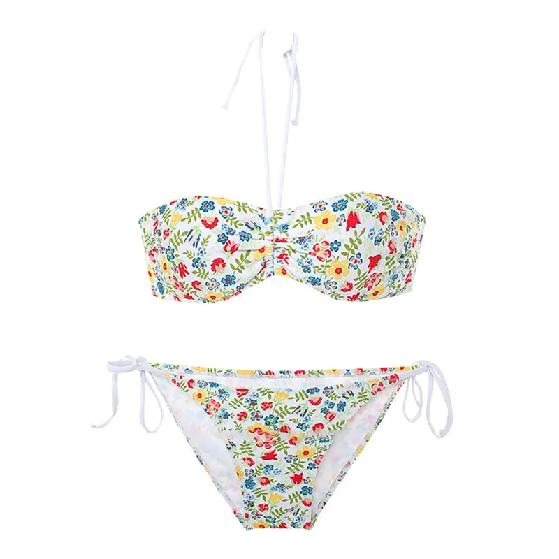 

Chi Pai Swimsuit Sexy Floral Halter Strap Beach Vacation Bikini Swimsuit Female Asian Girl Sunbathing Fashion Student Beach